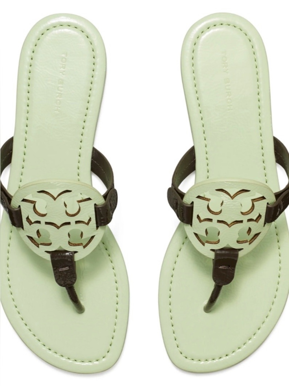 Tory Burch Mint Green Miller Leather Thong Sandals, Size 9